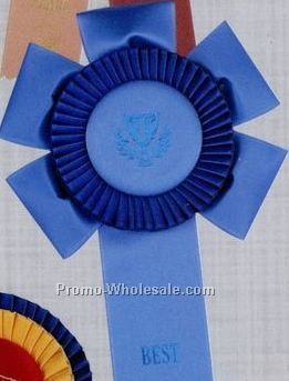 13" Custom Double Rosette Ribbon With Single 2"x10" Streamer