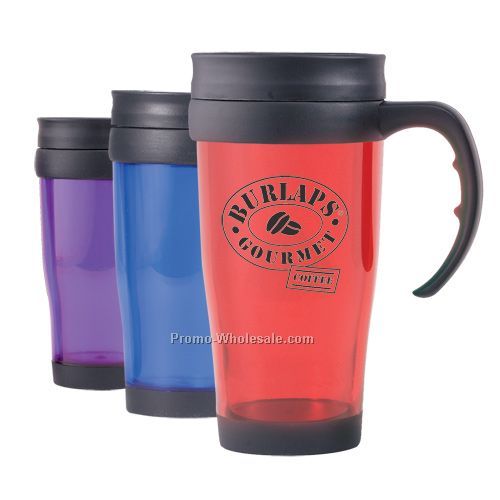 16 Oz. Translucent Travel Mug With Handle