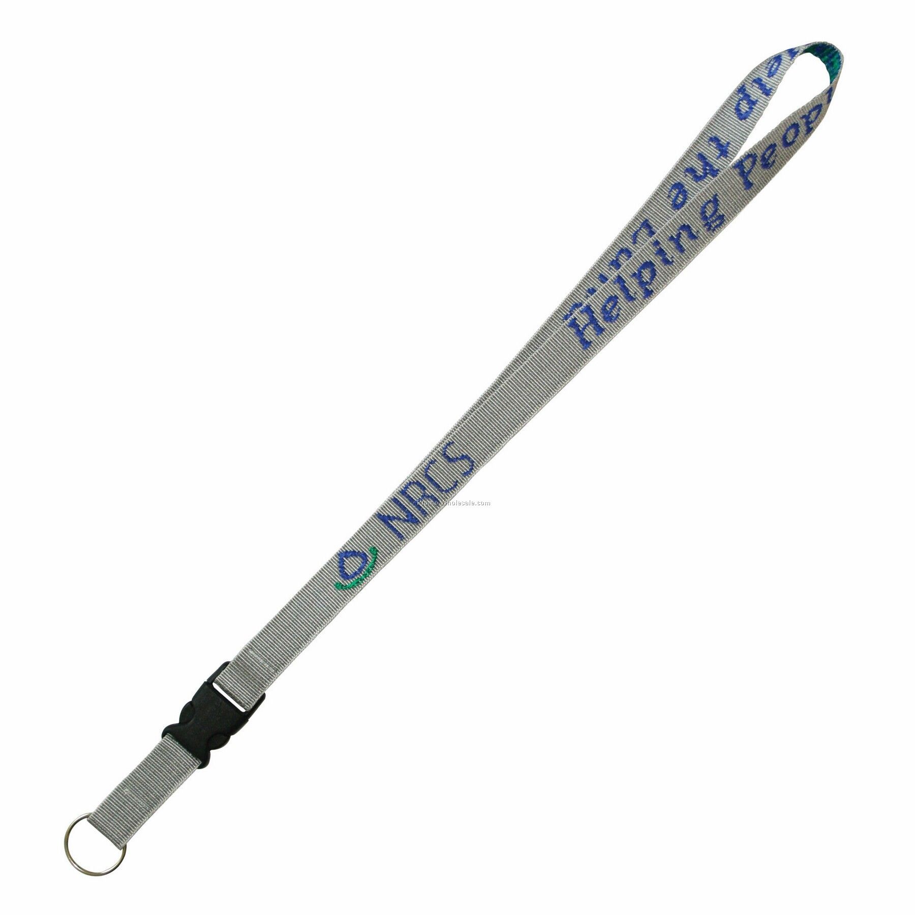 17-1/2"x1" Wov-in Line Detachable Lanyard - Platinum Webbing