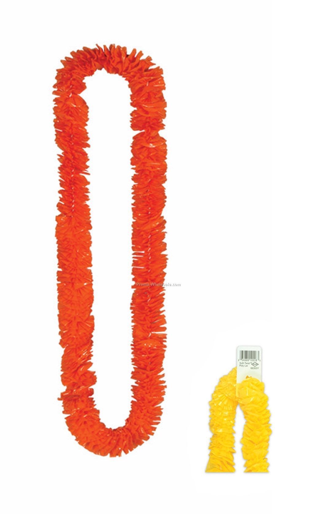 2-1/4"x36" Orange Soft Twist Poly Leis W/ Individual Upc Code (144 Pieces)