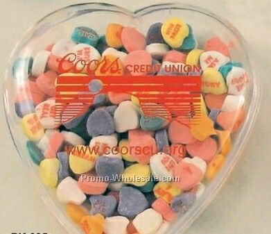 2 Piece Plastic Heart Container Filled W/ Assorted Hard Candy