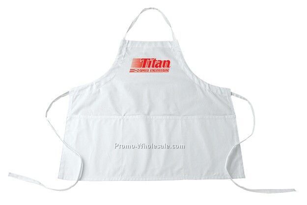 24"x24" White Poly/ Cotton Twill Bib Apron