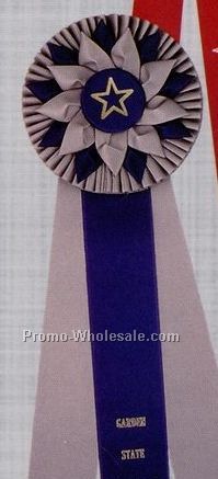 27" Custom Rosette Ribbon With Triple 2-1/2"x24" Streamers & 6-1/2" Head