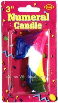 3" Rainbow Number 7 Numeral Candle