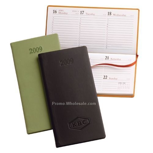 3-1/8"x6-1/2" Black Connoisseur Horizontal Pocket Planner