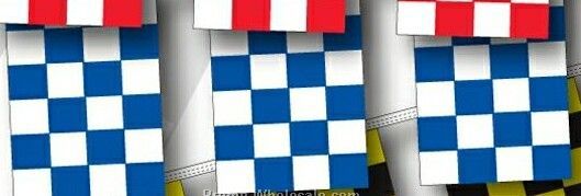 30' 4 Mil Rectangle Checkered Race Track Pennant - Blue/ White