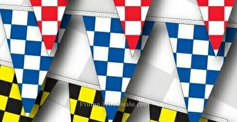 30' 8 Mil Triangle Checkered Race Track Pennant - Blue/ White
