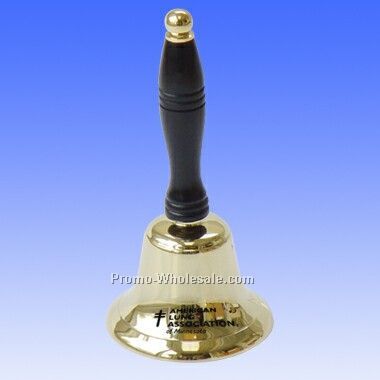 4" Brass Bell With Wooden Handle (Screened)