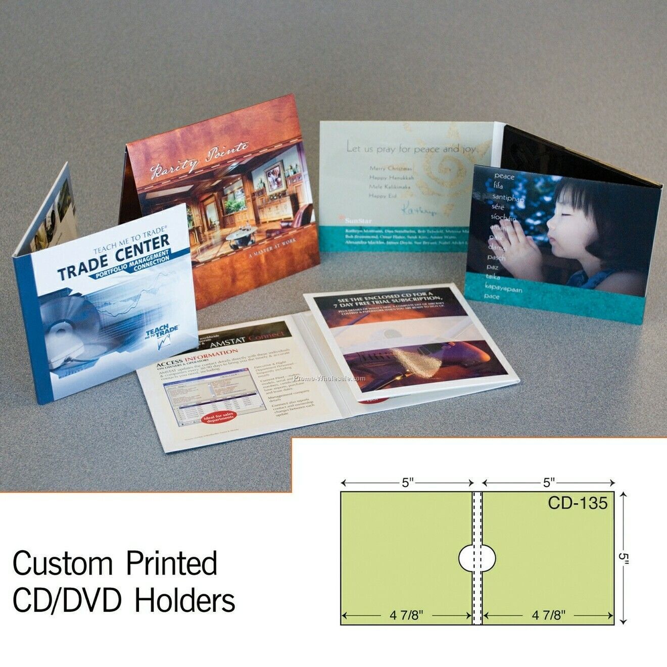 4-15/16"x5-15/32" 3 Panel CD Holder W/ 1 Digitray (Foil Stamp/Emboss)