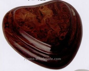 4"x3/4"x" Blank Heart Shaped Paper Weight - Swirl Amber Onyx