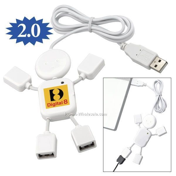 4"x4-3/4" 2.0 4 Port USB Hub Man