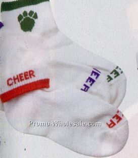 50% Cotton Paw Print Women's Cheer Socks (9-11)