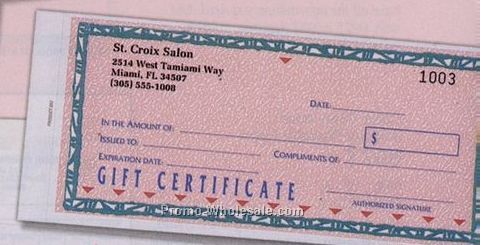 7-1/4"x3-3/8" "st Croix" Book Format Designer Gift Certificate