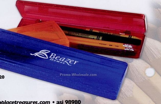 7-3/4"x2-3/4" Translucent Metallic Fleck Pencil Case (Blank)