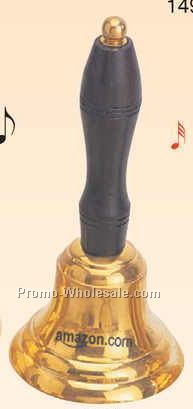 7"x3-1/8" Brass Bell W/ Wooden Handle (Screened)