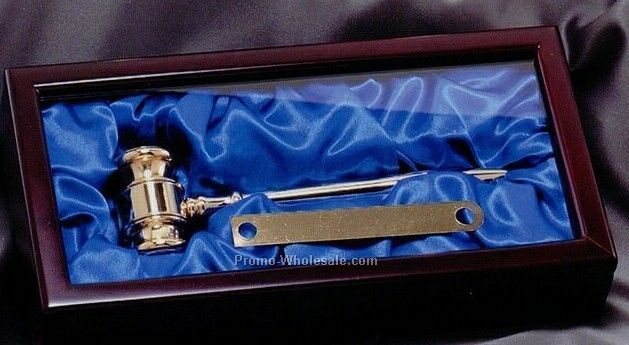 8" Solid Brass Gavel W/Case