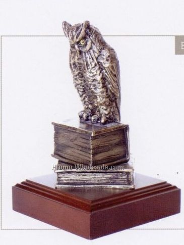 8-1/2" Wisdom Owl On Books Sculpture