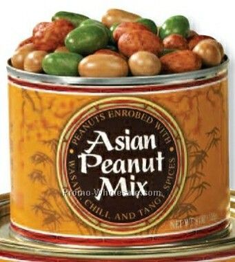 8 Oz. Asian Peanut Mix In Tin W/ Custom Label