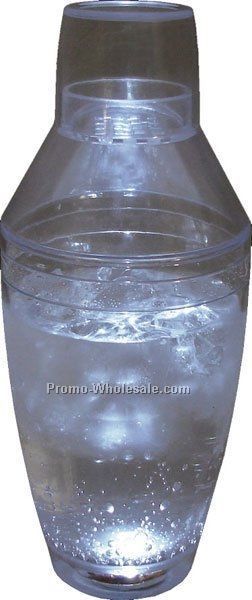 8 Oz. Clear Light Up Drink Shaker With White LED Lights