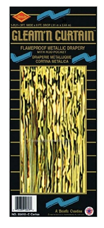 8'x3' Flame Resistant Gleam 'n Curtain - Prismatic Gold