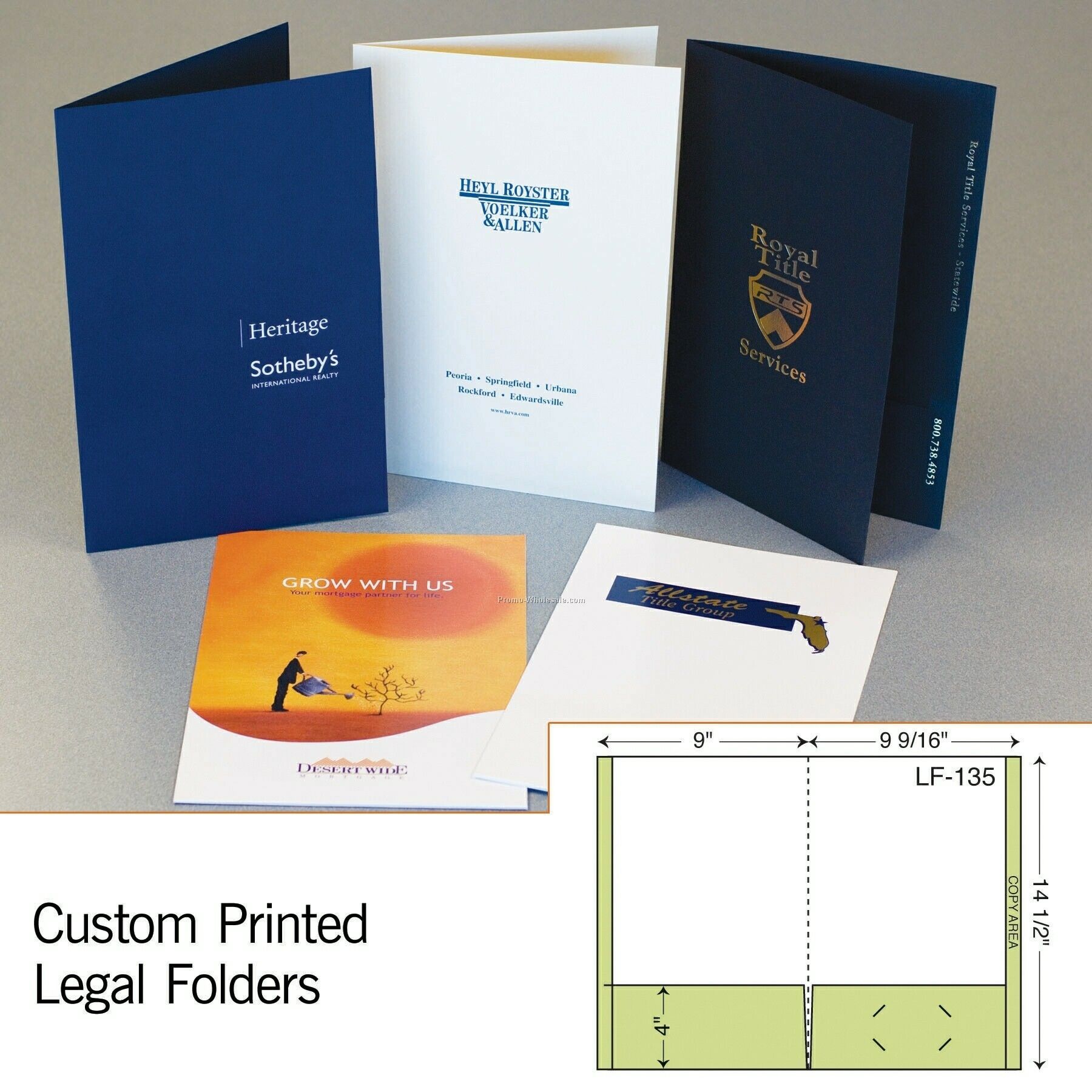 9"x14-1/2" Folder W/ 2 Reinforced Pockets & 3/8" Spine (4 Color Process)