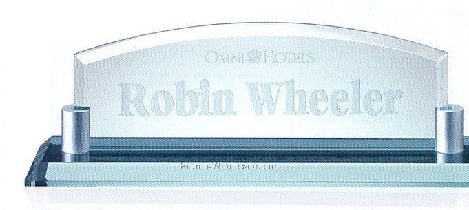 9"x3" Jade Glass Nameplate W/ Aluminum Holder