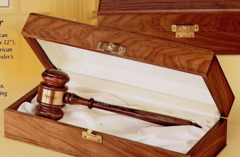 American Walnut Standard Leader Gavel W/ Presentation Case