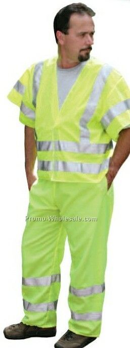 Ansi Class 3 Knit Safety Pants - Hi Viz Lime W/ Silver Tape (X-large)