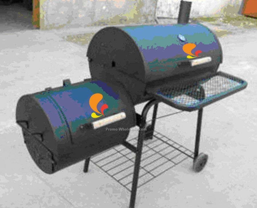 Barbecue Grill - Barrel Style With Side Fire Box