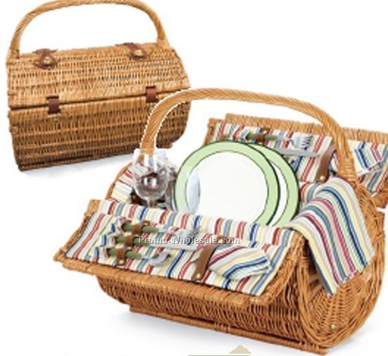 Barrel - Riviera Uniquely Shaped Picnic Basket With Deluxe Service For 2