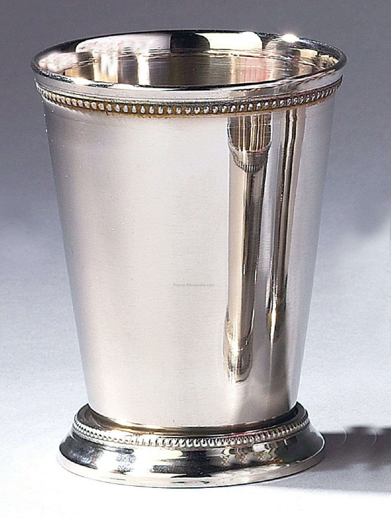 Beaded Mint Julep Cup W/ Bright Nickel Finish