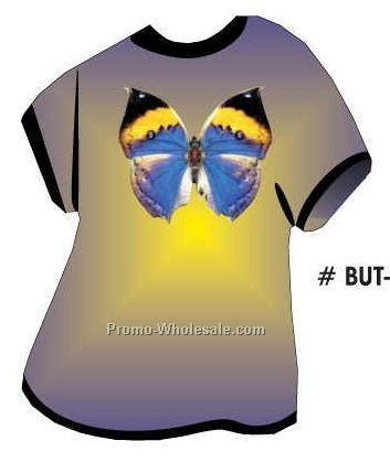 Black & Blue Butterfly Acrylic T Shirt Coaster W/ Felt Back