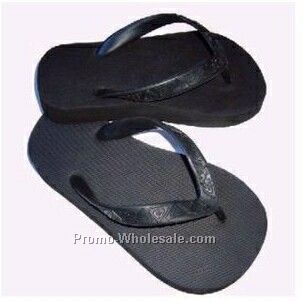 Black Wide Flip Flop Shoe W/ Rubber Strap