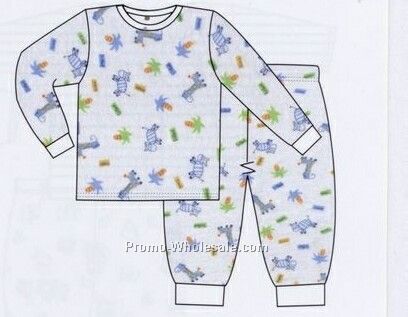 Boys Two Piece Printed Long Pj Set (Newborn-large)