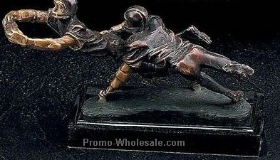 Bronze Football Players Trophy On Marble Base