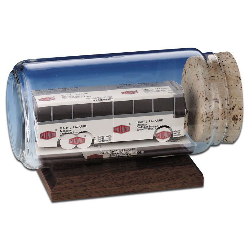 Business Card In A Bottle Sculpture - Bus