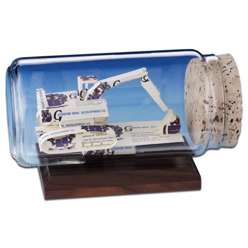 Business Card In A Bottle Sculpture - Excavator