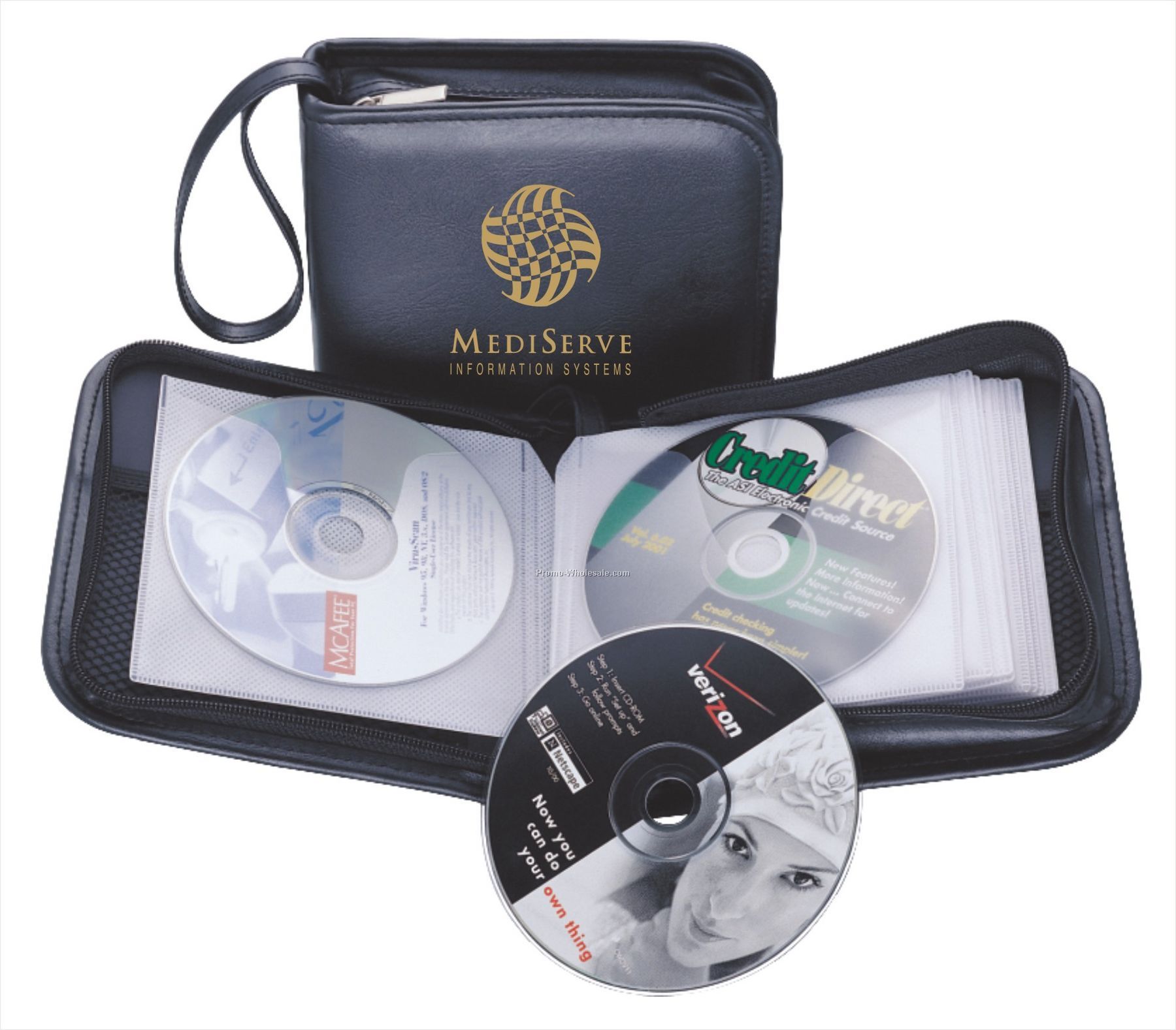 CD Case, Black Soft Simulated Leather, Holds 24 CD