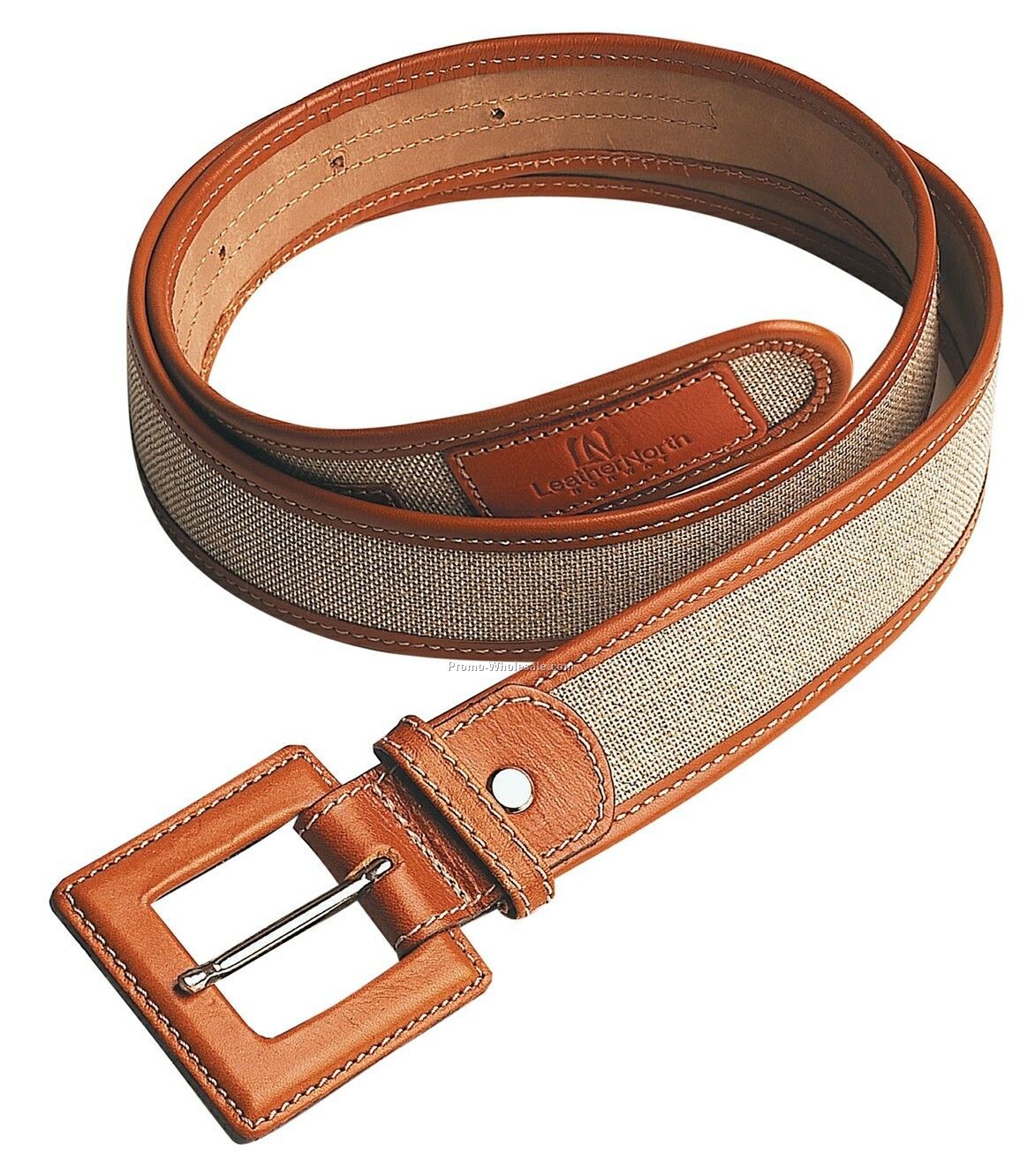 Canvas Belt With Leather Trim