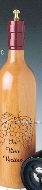 Cellarmaster's Wood Bordeaux Bottle Clear Finish Peppermill