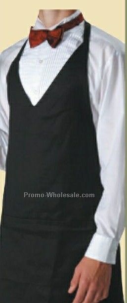 Cotton/ Poly V-neck Tuxedo Apron With 2 Pockets