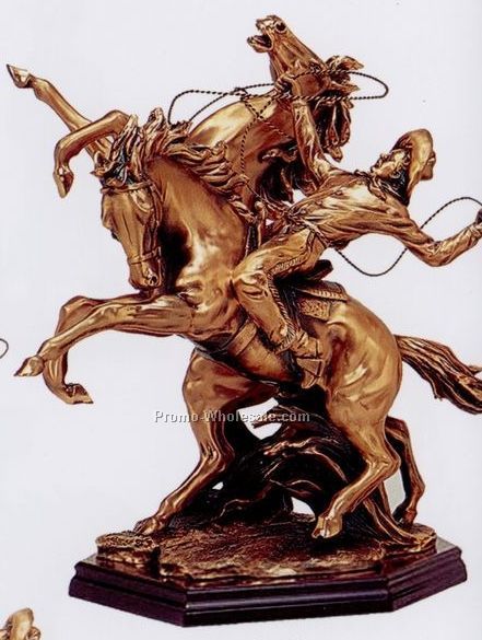 Cowboy Figurine W/Two Horses