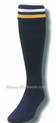 Custom Made Striped Fold Over Heel & Toe Soccer Sock (7-11 Medium)