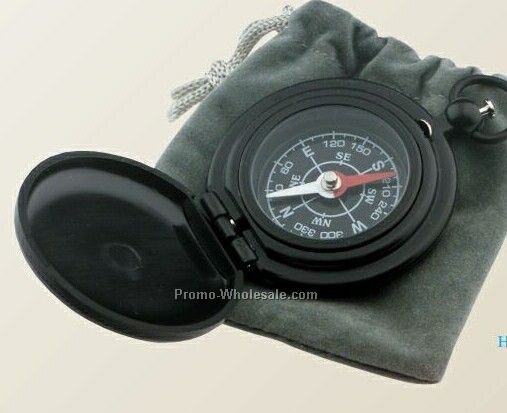 Deluxe Pocket Compass With Drawstring Pouch