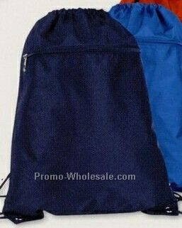 Drawstring Backpack W/ Zippered Pocket