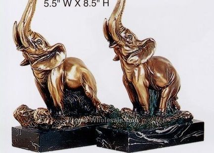Elephant Figurine W/Verdigris-copper Finish
