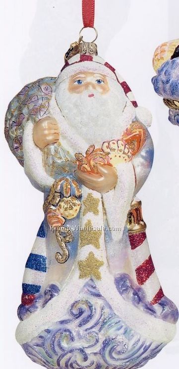 European Blown Glass Ornament Collection/ Seaside Santa