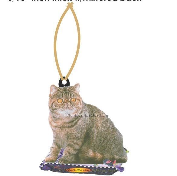 Exotic Shorthair Cat Executive Line Ornament W/ Mirrored Back (6 Sq. Inch)