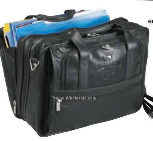 Expandable Soft Leather Briefcase