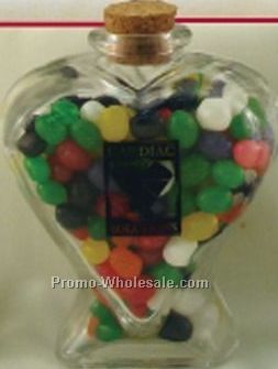 Extra Large Glass Heart Jar Filled W/ Jelly Beans